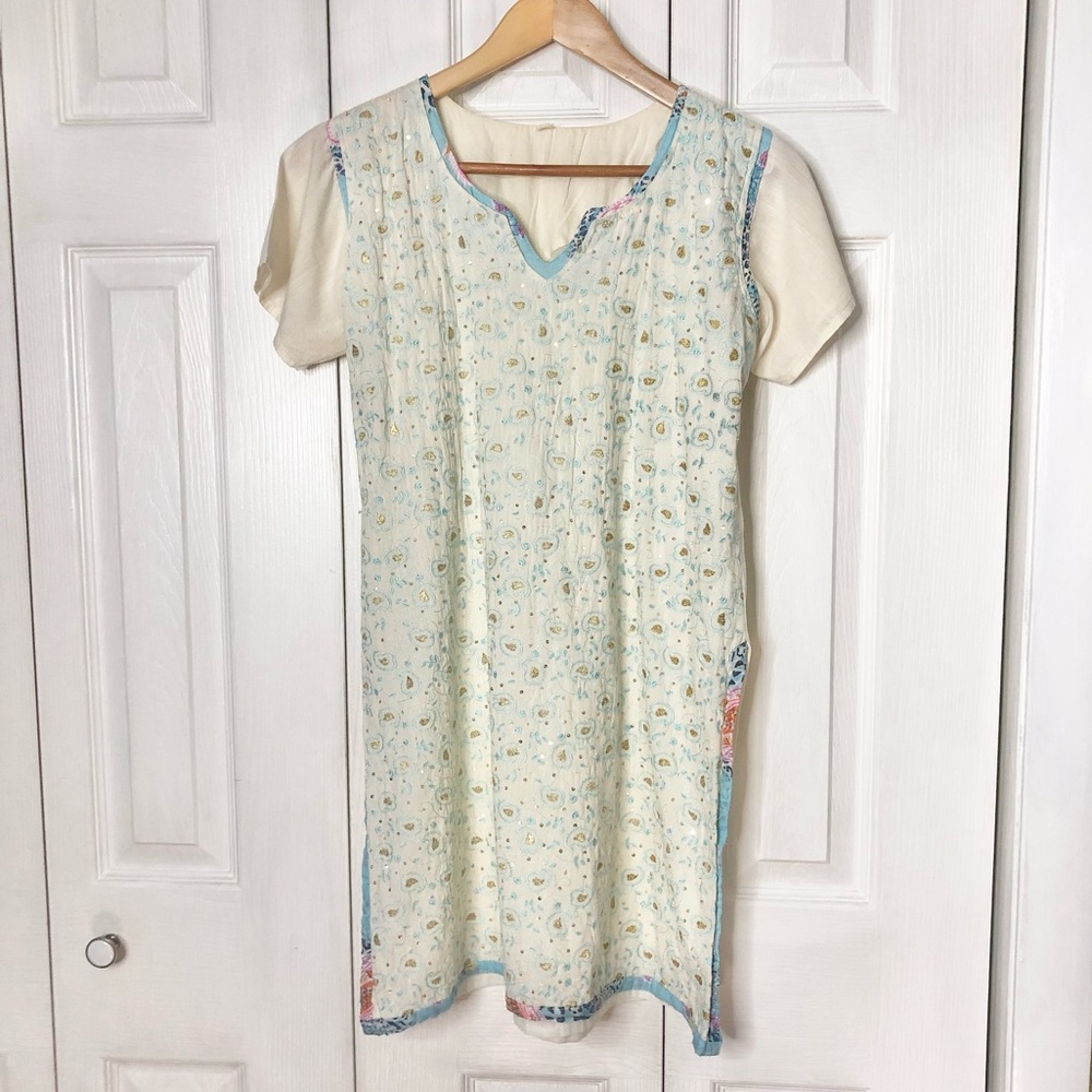 Vintage handmade Kurta, gold embroidery & sequins